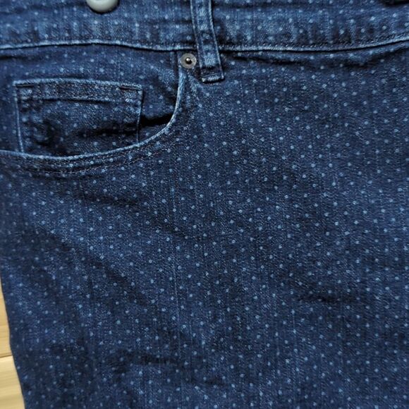 Lands' End Womens Shorts 24W Blue Polka Dot Cut Off Denim Shorts - Picture 2 of 12